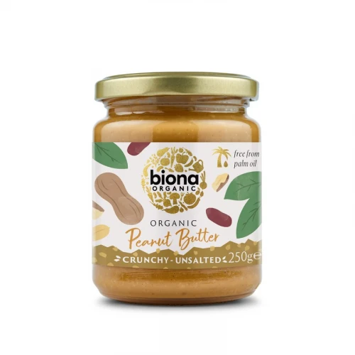 Unt de arahide crunchy fara sare bio 250g Biona