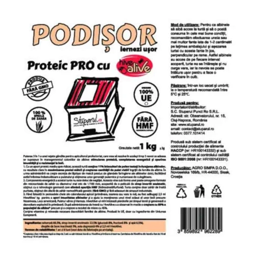 Podisor Proteic PRO cu HiveAlive 1kg
